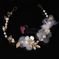 Tiara Ti048 aurie pentru mirese cu cristale